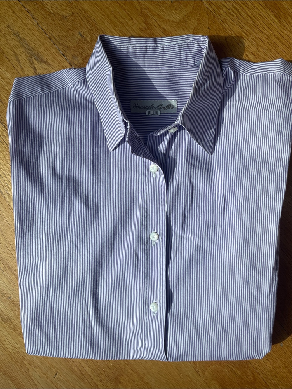 Emanuele Maffeis Women Blue and White Pinstripe Dress Shirt